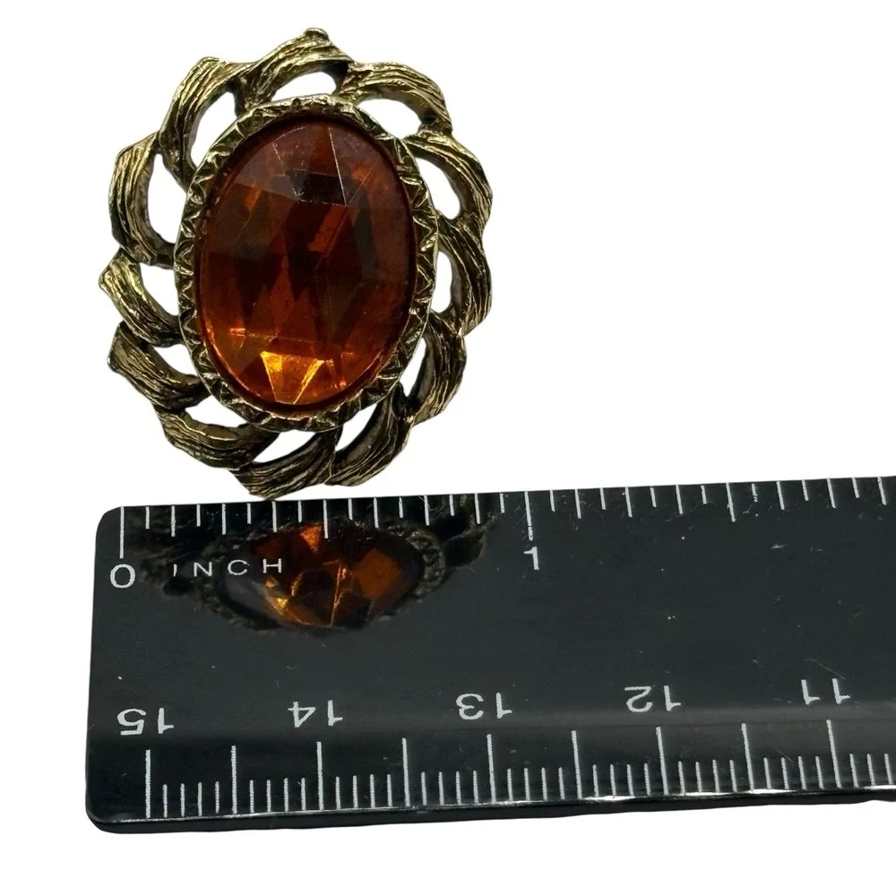 Vtg Cufflinks Harvey Avedon Orange Rhinestone Gold Tone US Pat‎ 2920363 Oval